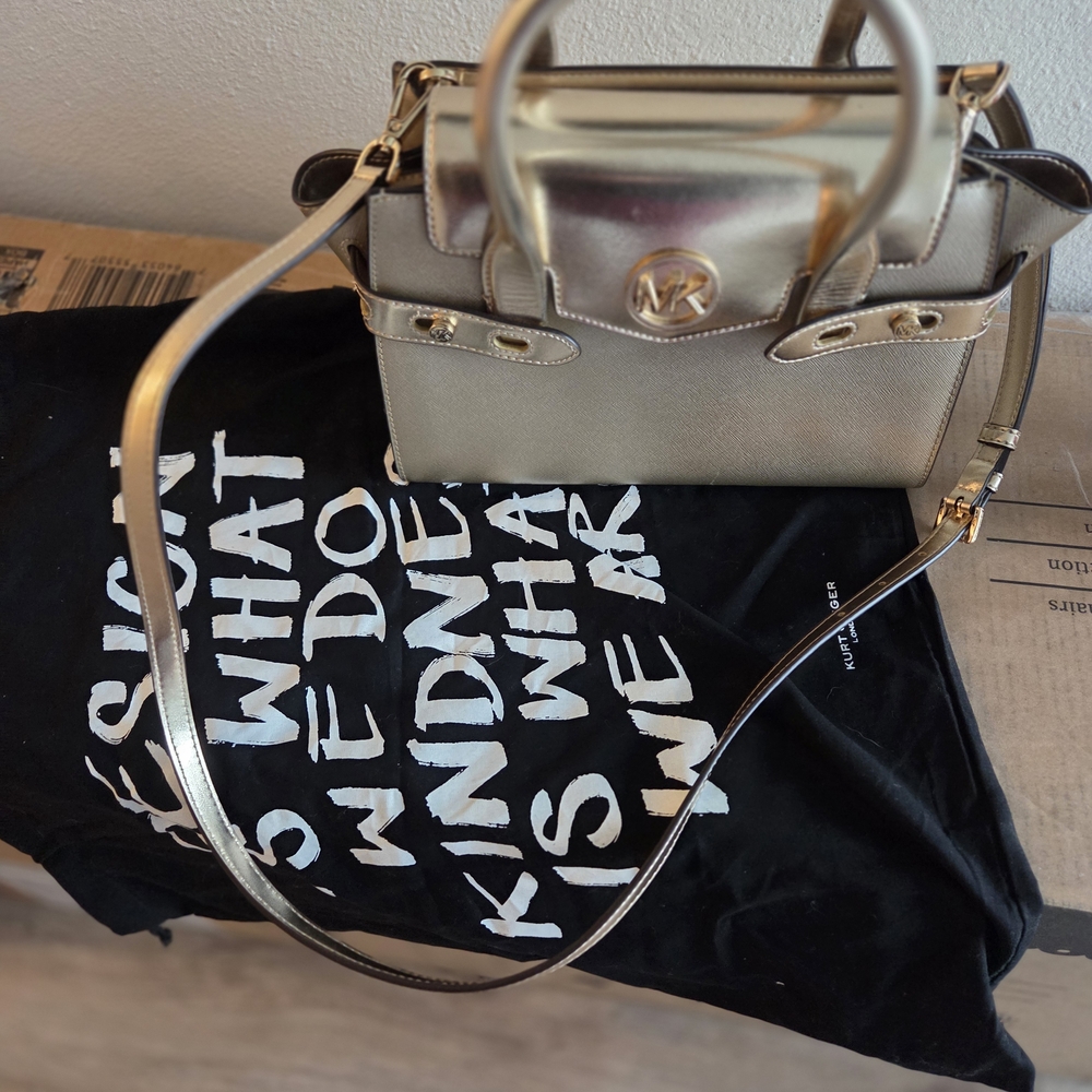 Michael Kors Gold  Satchel and Matching Wallet